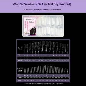 240 Pcs Sandwich Dual Nail Forms 15 Size Extensions-Dual Forms Top Bottom Mold Long Coffin Almond Nail Art Forms Manicure Tool H260729