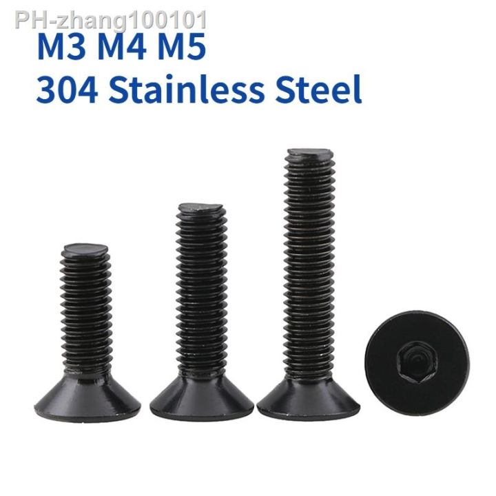 M3 M4 M5 Black 304 Stainless Steel Countersunk Head Hex Hexagonal