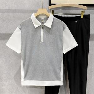 iymuymn Short Sleeve Polo Shirt For Men Half Zipper And Collar Polo Shirt PLUS SIZE