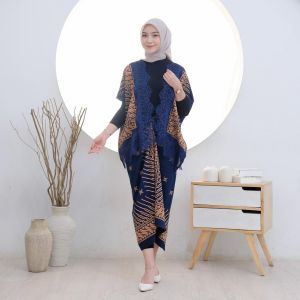 Set Kebaya Batik Modern Lilit Rok Panjang Motif Floral Baju Kondangan Couple