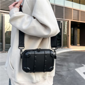 ESSENTIALS mens bag versatile PU box bag one shoulder crossbody fashionable small square chest