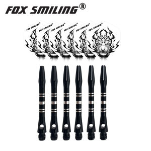 Fox Smiling 6pcs Darts Pin Flights With 6pcs aluminum 2BA Darts Shafts 41mm Dart Accessories