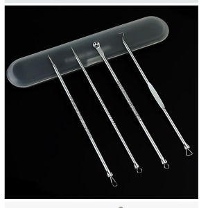 Bộ Nặn Mụn 4 Cây Chuyên Nghiệp Chất Liệu Thép Không Gỉ Cao Cấp Hộp Nhựa Tiện Dụng