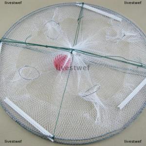 [COD] livestwef 1pcs Foldable Fishing Shrimp Fish Crab Bait Net 4 Holes Crayfish Lobster Fishnet Cast Dip Cage 42x20cm