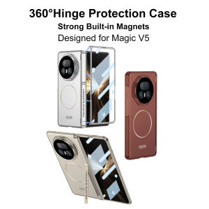 Magnetic Hinge Armor Holder Case for Honor Magic V5 Front Screen Glass All-included Plastic Matte Cover for Honor Magic V5 Case