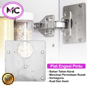 Plat Perbaikan Engsel Pintu Lemari Kabinet Plate Stainless Anti Karat Pelat Besi Perbaikan Engsel Furniture
