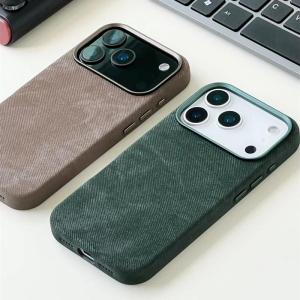 Alloy Lens Flannel Fabric Retro Case For iPhone 17 17Pro Max 16 Pro 15 For MagSafe Magnetic Charging Protective Back Cover Shell