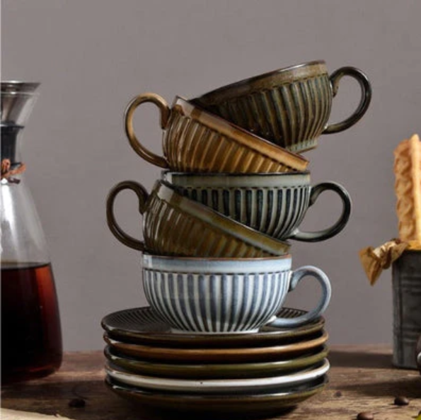 Kitchen Plus 250mL Vintage Ceramic Coffee Cup and Saucer Set | Lazada PH