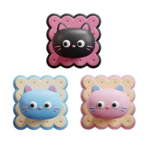 NEB11 Silicone Cat Shaped Door Stopper Silent Cartoon Cat Door Shock Absorber Noise-Free PVC Anti-Collision Block Home Use