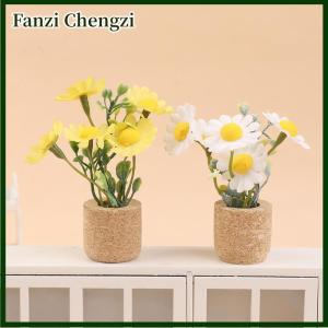Fanzi 1 12 Dollhouse Simulation Daisy Plants Potted Model Doll Home Miniatur Flower Decor Toy Micro Landscape Garden Plants Ornament