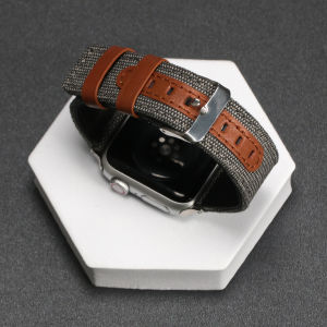 BassPal Canvas Fabric Leather strap for apple watch band 8 7 41mm 45mm ultra 49mm 44mm 40mm 42mm 38mm belt watchband bracelet for i Watch serie 1 2 3 4 5 se 6 band