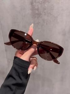 AU Brown cat-eye sunglasses for women designed to create a slimming effect 2026 New high-end UV- retro-style polarized sunglasses for driving