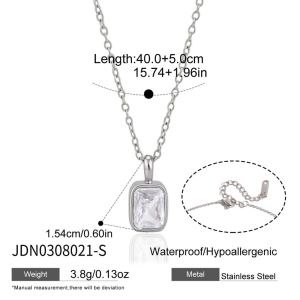 RGFV Hình học Dây chuyền đá zircon Dây hạt Mô phỏng Mozambique Vòng cổ đính đá vuông Thời trang Pha lê Trang sức cổ bằng vàng Phụ nữ