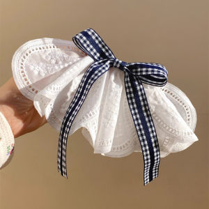 Tooyoo Embroidered Lace Plaid Spring Clip Sweet Fashionable Large Headdress Hair Accessory Women