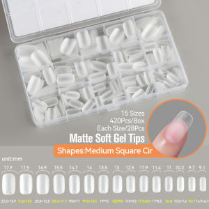 UR SUGAR 420PCS Full Cover Press On Nail Tips Almond Square Coffin French Soft Gel Tips False Fake Soak Off Gel Nail Extension
