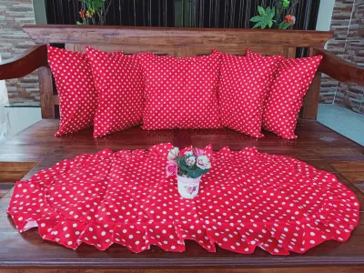 set sarung bantal sofa isi 5 pcs bantal + 1 taplak uk 40cm x 40cm