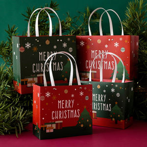 (SG Seller)【LUXURY】 high quality strong Christmas carrier bag gift box with ribbon papaer craft 250gsm paper bag 400gsm Gift Box with ribbon Thanks Giving Day