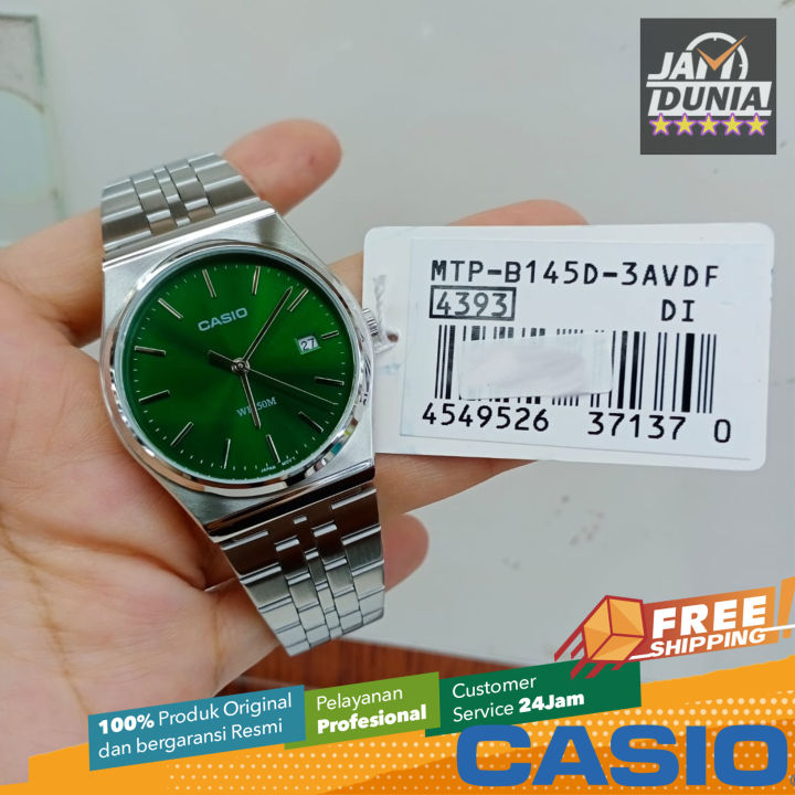 CASIO ORIGINAL - CASIO MTP-B145D-3AVDF - MEN NG - Stainless Steel - Silver - Jam dunia JD18ST # Jam Tangan Pria Jam Pria Jam Tangan Anti Air + CASIO MTP-B145D-3A1 MTP B145D 3A1 MTP-B145D B145D MTPB145 MTP-B145 MTPB145D MTP-145 $ S003