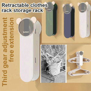 🔥Hot Sale🔥No Punch Laundry Organizer Hooks Drying Rack Towel Organizer Washing Machine Clip Wall Mounted Clothes Rack No Drill Hanging Organizer For Bathroom Balcony Space Saving Adjustable Storage Shelf Clothes Rack