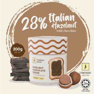 SYMPHONY 28% Italian Hazelnut Chocolate Spread (200g) – Halal No Refined Sugar Smooth Nutty Indulgence