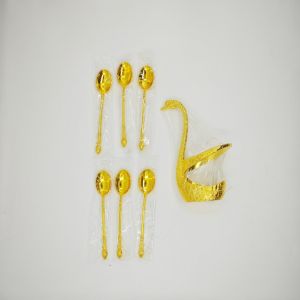 7PCS/SET  Sendok Set Sendok  Dessert Spoon Fork Holder