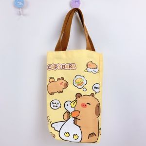 NALANILI Cartoon Capybara Water Bottle Cover Canvas Scratch-proof Umbrella Storage Bag Cute Water Bottle Carrier Bag Water Bottle Accessories