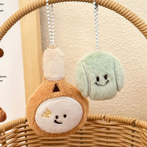 LYM Cartoon Plush Badminton Tennis Keychain Fluffy Cute Creative Soft Stuffed Doll Brooch Backpack Pendant Decorative Accessories