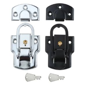 JIMEIXIAN01 Copper Core Box Latch Hasp 9250mm Silver/Black Cabinet Fastener Lock Durable with Key Lock Buckle for Aviation Case Cabinet Toolbox Box Cabinet