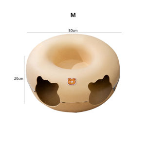 Cat Round Donut Bed with Zipper Cat House Basket Natural Felt Rabbit Cave Nest Funny Interactive Pet Tunnel Toy Cat Accessories