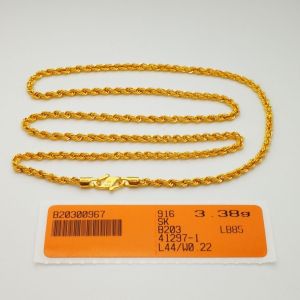 Yon Hing Rantai Leher Pintal Kosong 10G Ke Bawah Emas 916 Tulen