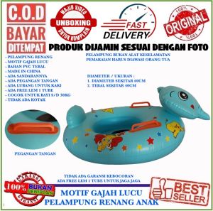 PELAMPUNG RENANG ANAK BENTUK GAJAH LUCU DENGAN PEGANGAN TANGAN KOLAM BERENANG SWIMMING POOL
