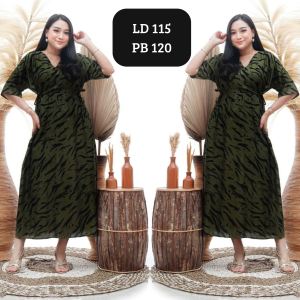 Daster Kimono Motif Rayon Premium Ld 115  Busui Kancing Nyaman Adem