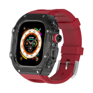 Transparent Mod Kit Case For apple Watch 49mm 45mm 44mm Rubber Sports Band For apple watch Series Ultra 8 7 6 5 4 SE Silicone Strap