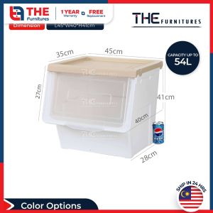 THE 28/42/54L Large Capacity Storage Box With Transparent Lid Stackable Toy Snack Storage Cabinet