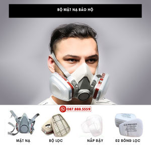 Mặt nạ thợ sơn xe chống khói khí độc kèm kính mặt nạ phòng độc chống bụi chống hơi độc hại hóa chất phòng cháy xịn