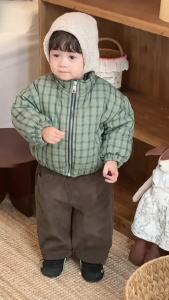 Childrens plaid cotton coat autumn and winter Korean style childrens clothing baby clothes winter thickened boys sweatshirt set