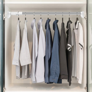 Stainless Steel Shower Curtain Rod Telescopic Rod Free Punching Curtain Rod Balcony Clothes Hanging Clothes Drying Rod Closet Rod Bathroom Shelf