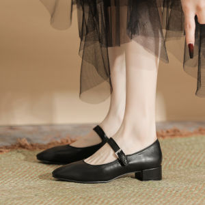 G7 Grape Mom Same Style Soft Sole Soft Leather Mary Jane Single Shoes Womens Shoes One-Strap Shallow Mouth Flat Shoes Small Leather Shoes Loafers 7/7