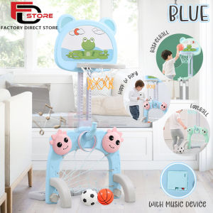 FDS 3 IN 1 Children Basketball Stand Adjustable Height With Football Soccer Toy Kids Baby Home Sport Shooting Game Playground