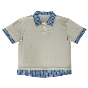 Korean Plaid Short Sleeve Waffle Polo Shirt For Men Cleanfit Collar Casual Tops