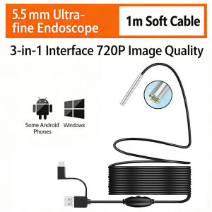 3 IN 1 Type-C Micro USB Endoscope Camera 0.22 Inch/5.5mm Waterproof Lens Suitable for Car Inspection