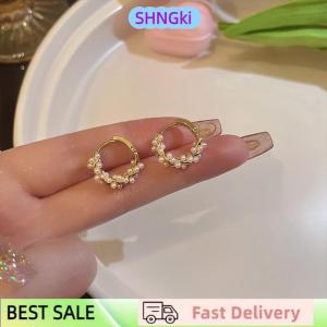 SHNGki 1Pair New Simple Temperament Circle Pearl Earrings Fashion Small Versatile Earrings Womens Jewelry