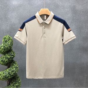 Polo Shirt Mens Stand Up Collar T-shirt Mens Plus Size Mens Summer Patchwork Lapel Top