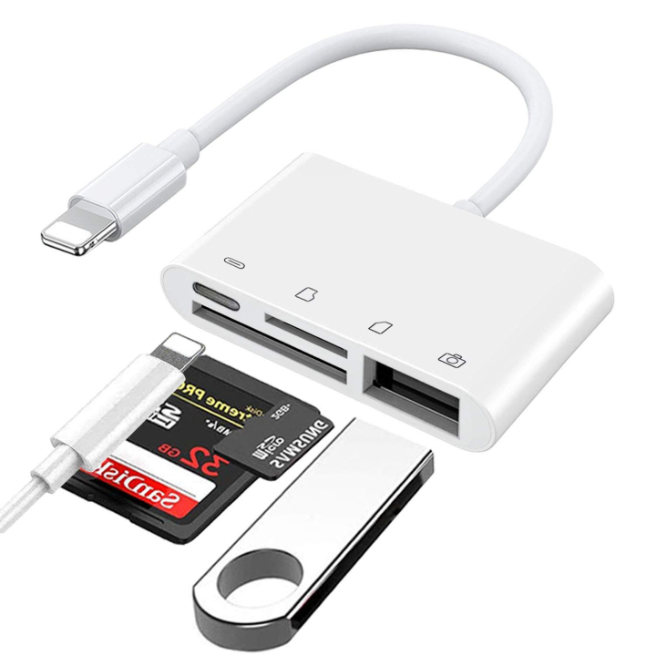SD Card Reader for iPhone iPad, USB Camera Adapter with Fast Charging