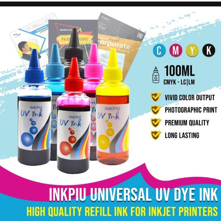 Inkpiu Ml Uv Dye Ink Colors Universal Dye Ink For Inkjet Printers Cmyk Lmlc Lazada Ph