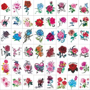 KEASHI Colorful Big Size Femme Girls for Body Hands Arm Leg Waterproof 3D Butterfly Black Rose Men Fake Tattoo Flowers Temporary Tattoo Body Art Stickers Women Tattoo Decals