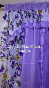 HSHD Mariposa Violet Curtain Designs (Lababo Curtain Valance Curtain Double & Single Panel Curtain)