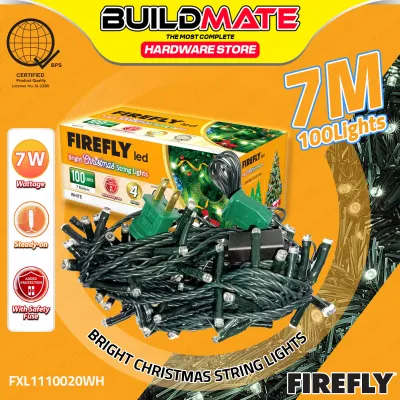 BUILDMATE Firefly 7-Meters LED Bright Christmas String Lights Dark Green Wire Indoor Fairy Lighting for Christmas Tree