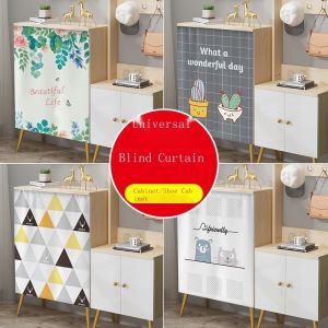 Small ambry kitchen curtain curtain shade short shoe ark cabinet shade shade curtain Velcro block ash dust waterproof cloth