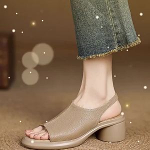 [Free Shipping] 2026 New Summer WomenS Sandals For Outdoor Wear Thick-Soled Chunky Heel Slippers For Women Open-Toed High-Heel Sandals To Match With Skirts